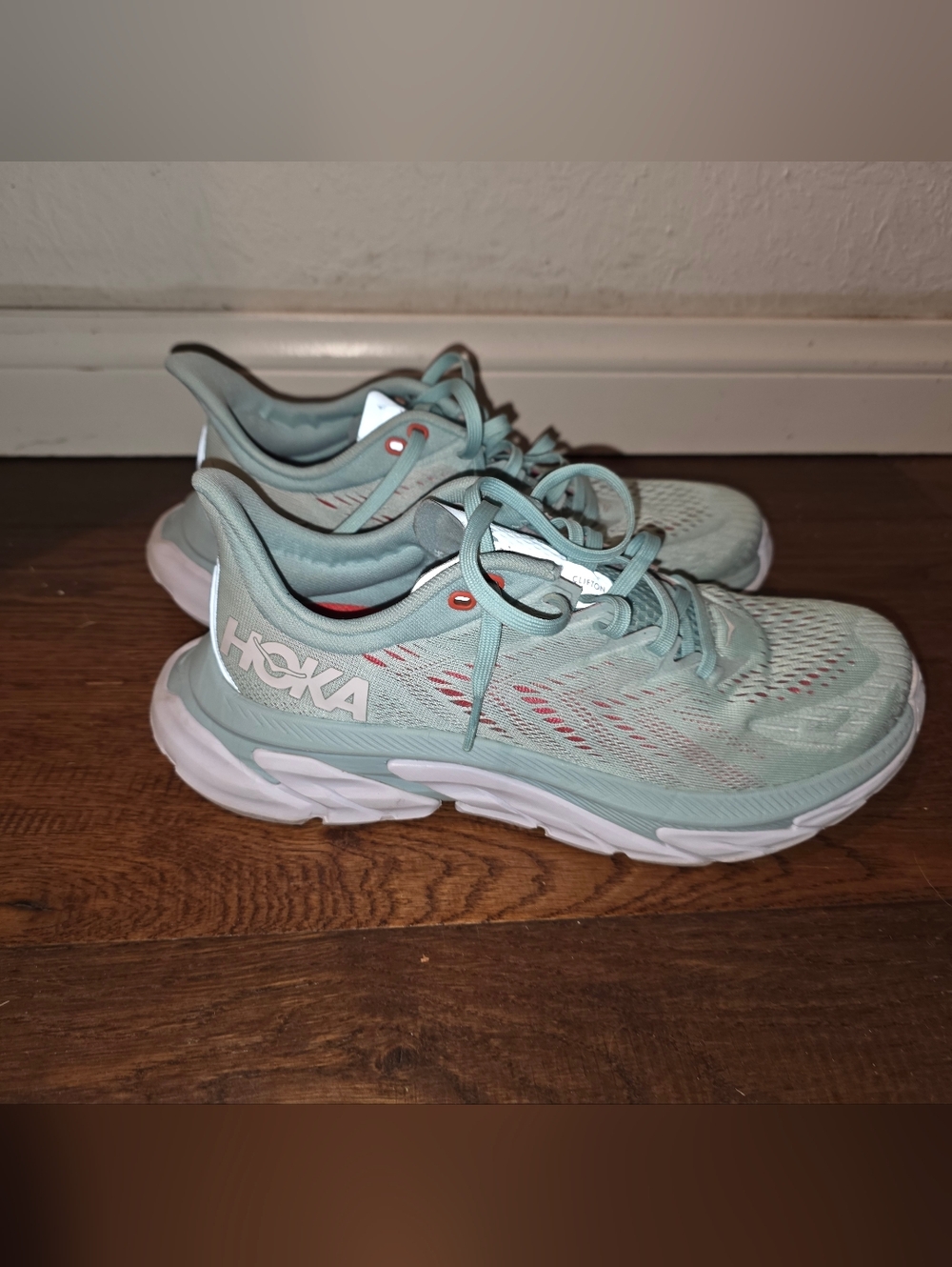 Hoka Mint Green Size 9.5 Clifton  Running Sneakers